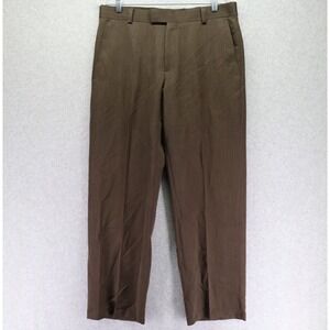 Kenneth Cole Reaction Pants Mens 32x29 Dress Suit Business Flat Front Brown